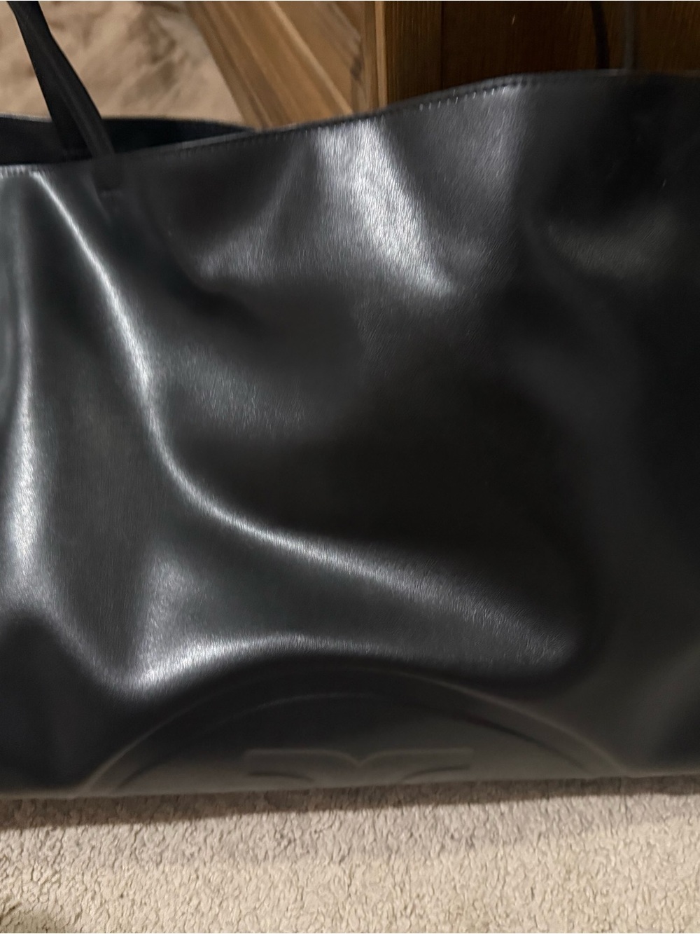 Minimalist Black Leather Tote Bag for Women